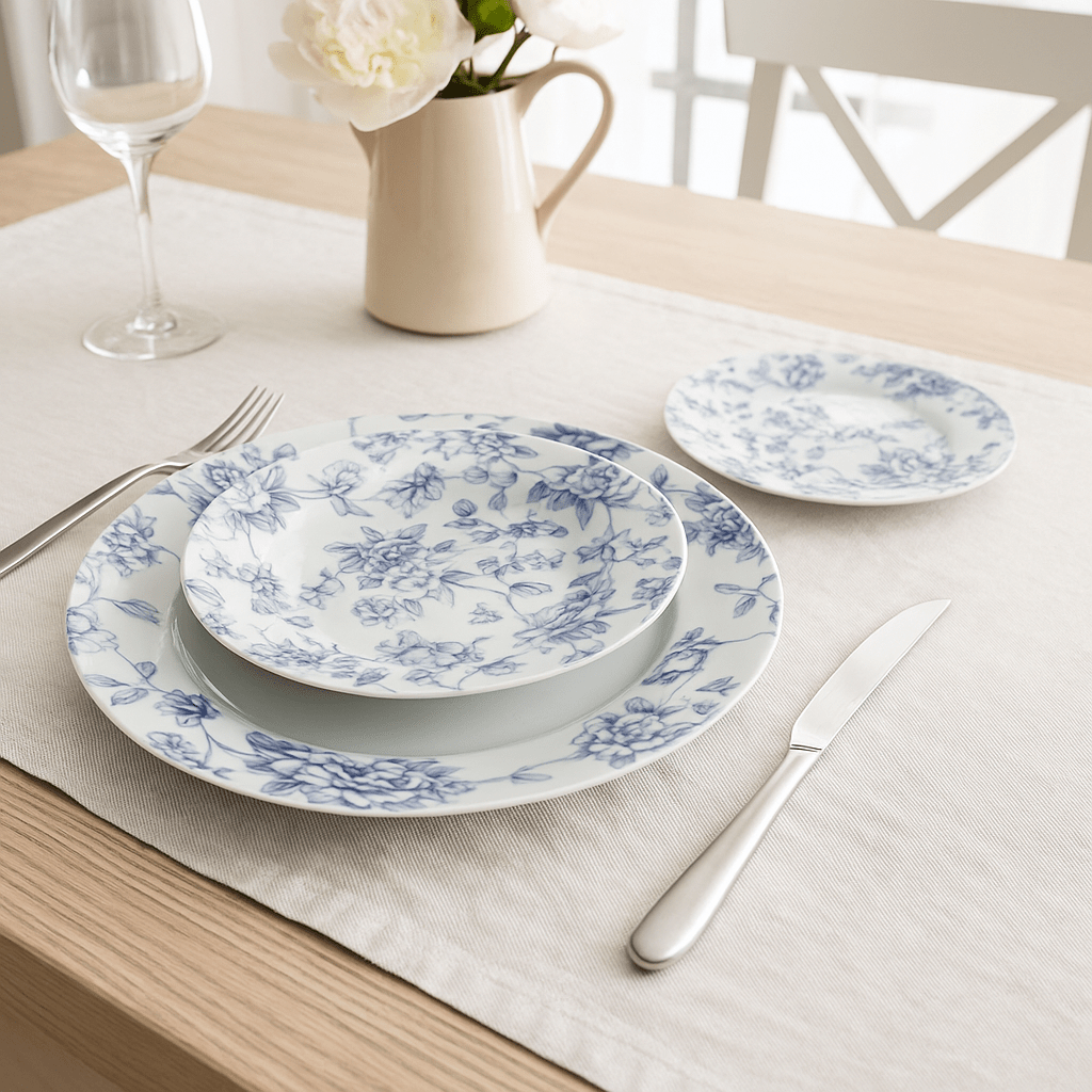 Blue Floral Porcelain 18pcs Dinner Set - LUXONAS
