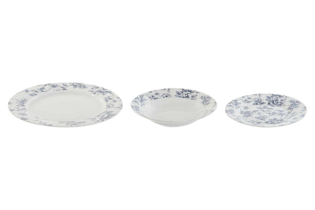 Blue Floral Porcelain 18pcs Dinner Set - LUXONAS