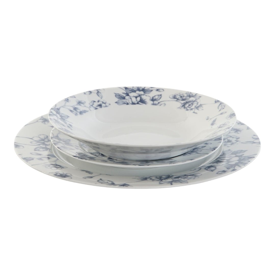 Blue Floral Porcelain 18pcs Dinner Set - LUXONAS
