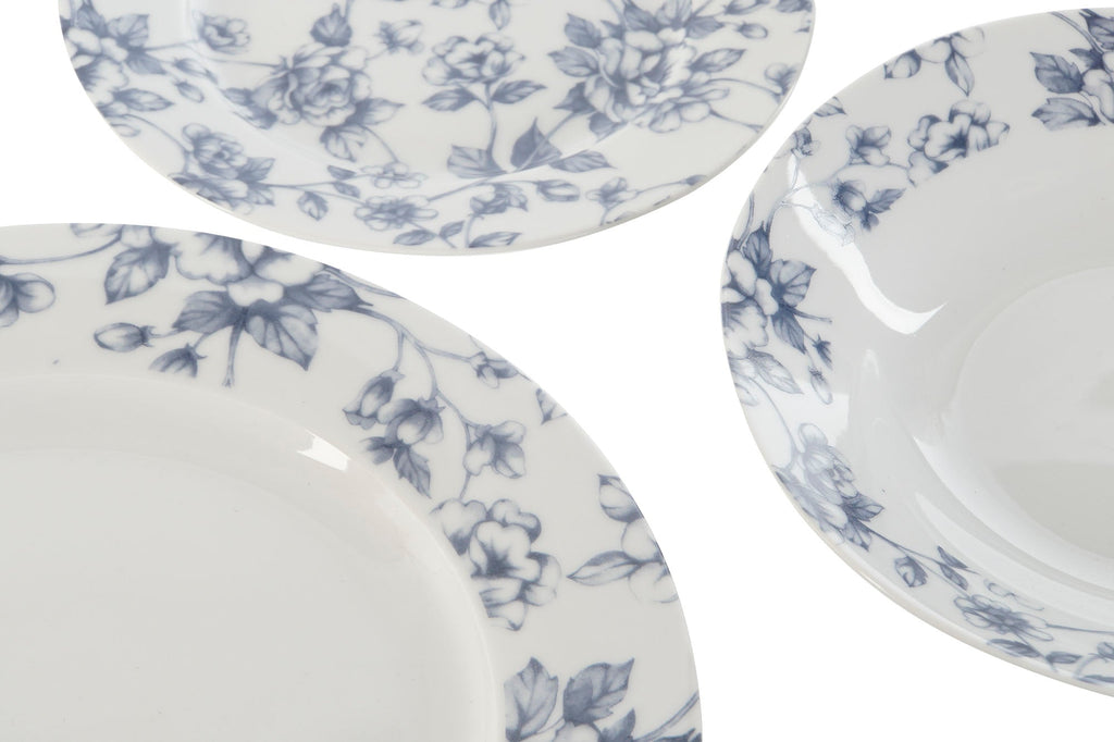 Blue Floral Porcelain 18pcs Dinner Set - LUXONAS