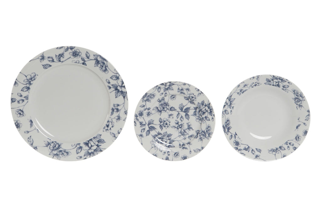 Blue Floral Porcelain 18pcs Dinner Set - LUXONAS