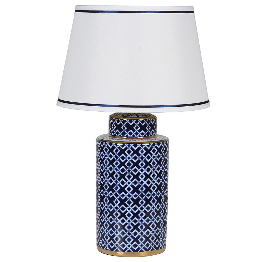 Blue & Gold Edge Lamp W/Shade - LUXONAS
