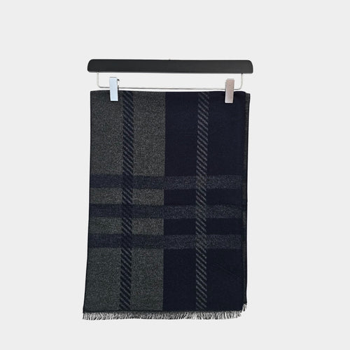 Blue & Gray Lined Scarf - Stylish and Versatile Accessory