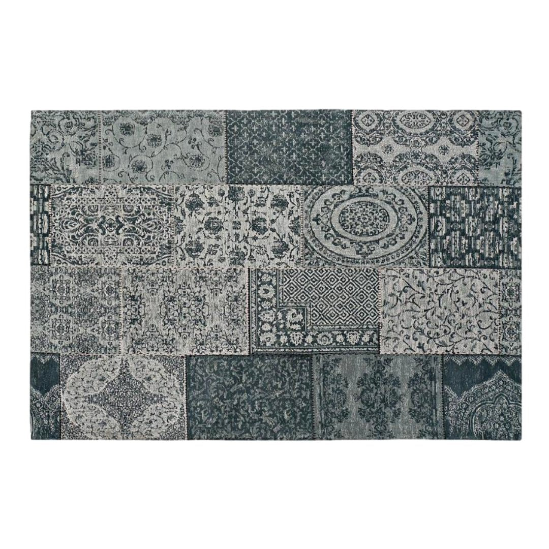 Blue Patchwork Cotton Carpet - 160x240 cm
