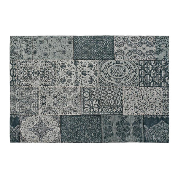 Blue Patchwork Cotton Carpet - 160x240 cm