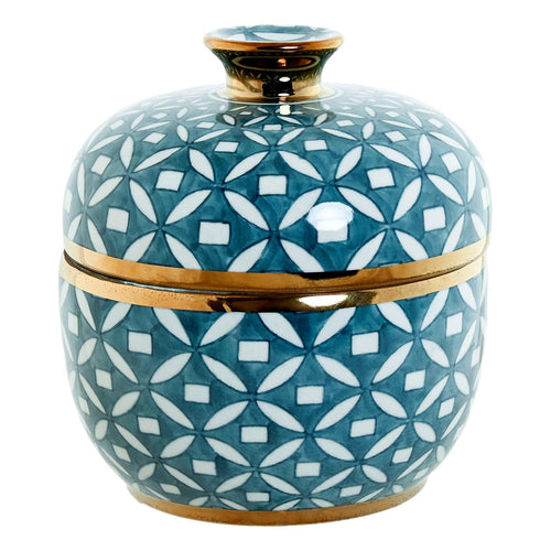 Blue Pattern with Gold Rim Large Jar