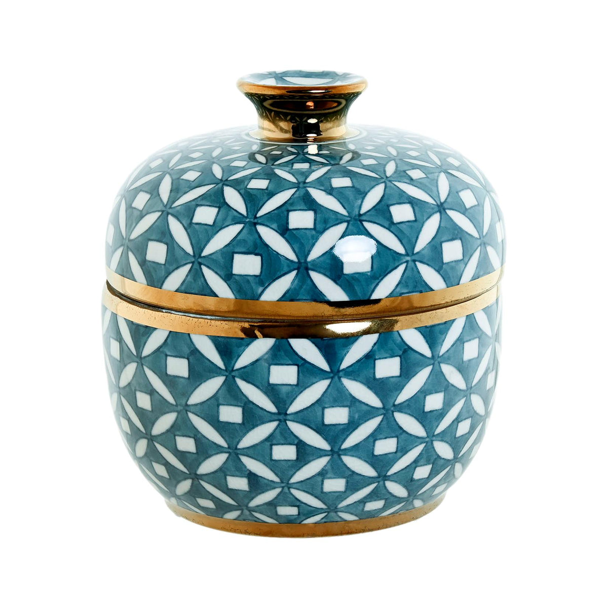 Blue Pattern with Gold Rim Small Jar