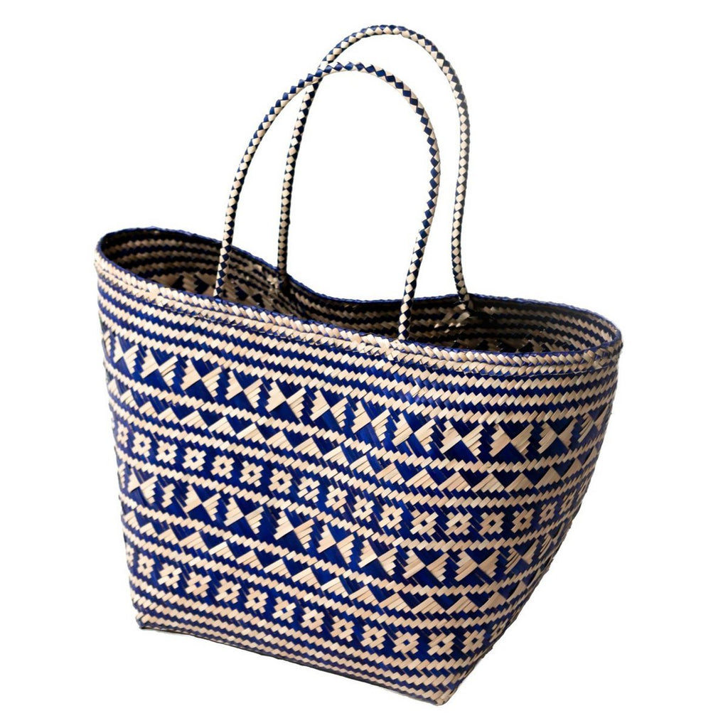 Blue Shopping Bag | Beach Bag | Tote Bag KIDUL made of Rattan - LUXONAS HOME