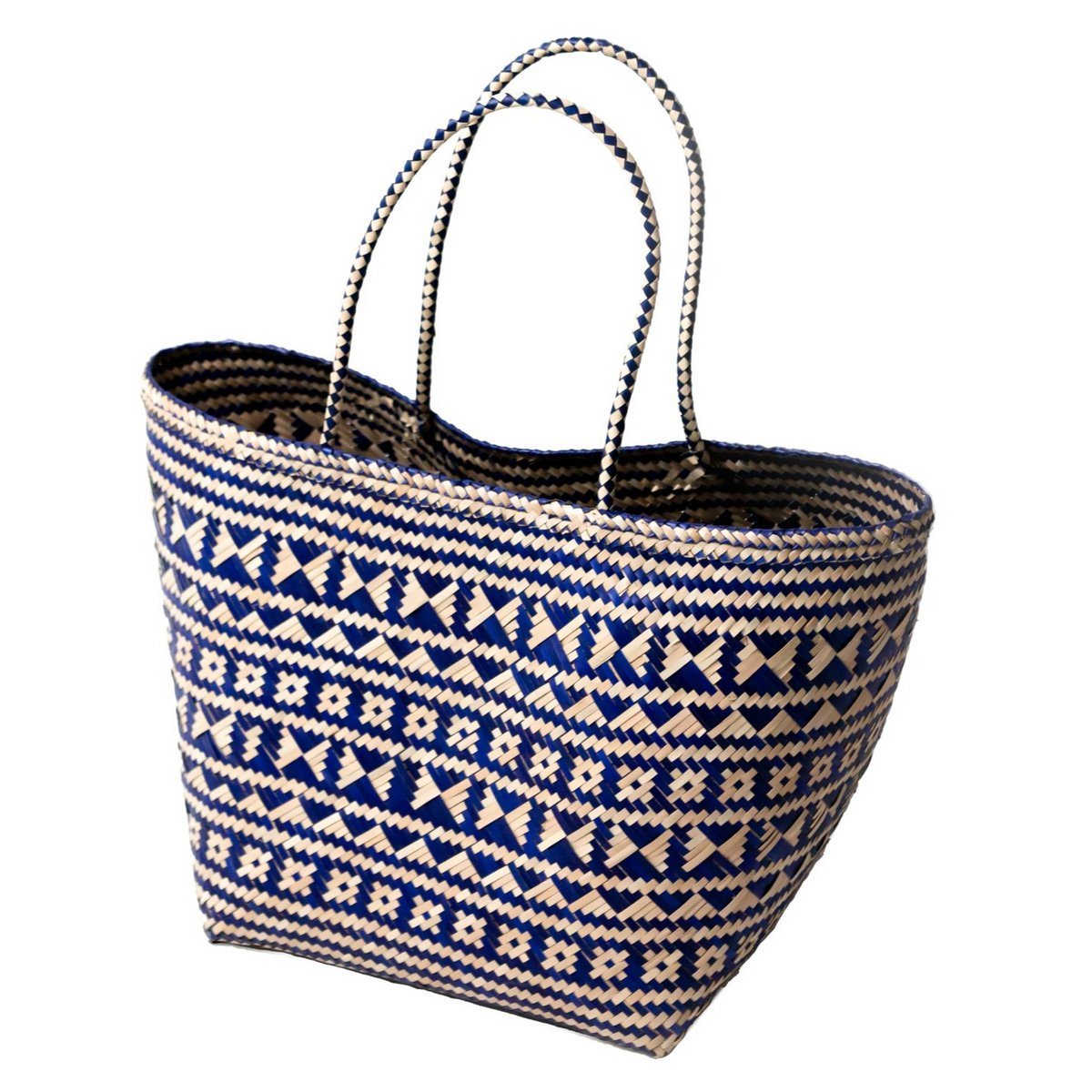 Blue Shopping Bag | Beach Bag | Tote Bag KIDUL made of Rattan - LUXONAS HOME