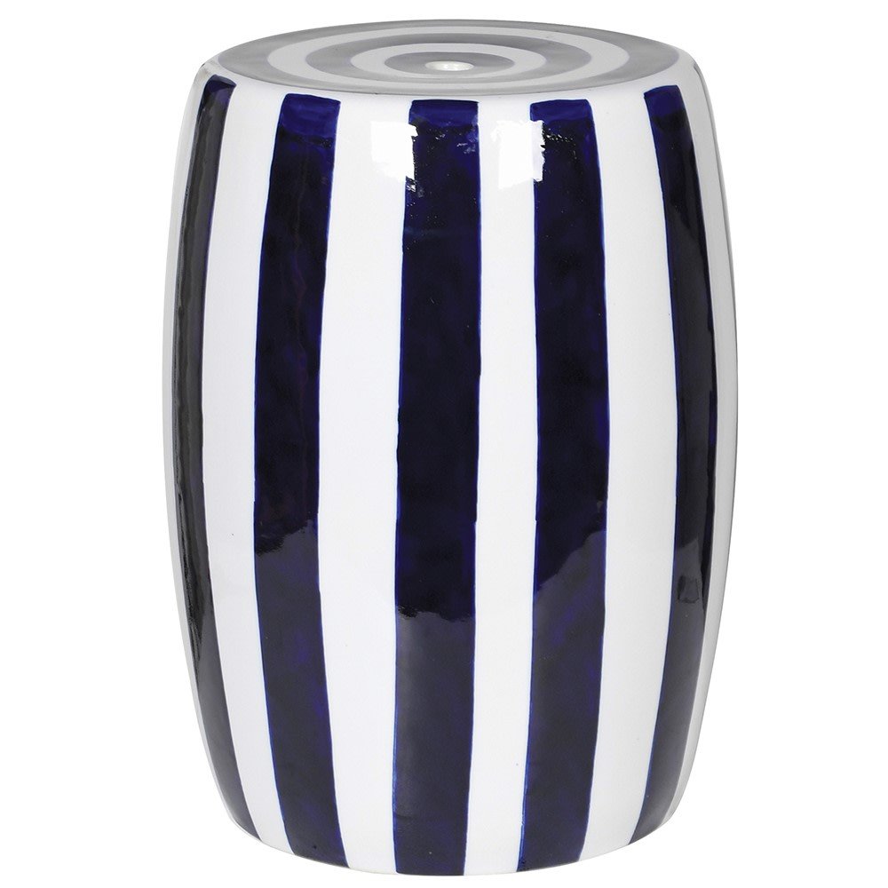 Blue Stripe Ceramic Stool