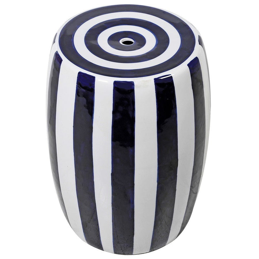 Blue Stripe Ceramic Stool