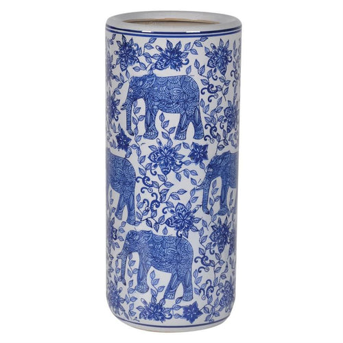 Blue & White Elephant Ceramic Umbrella Stand