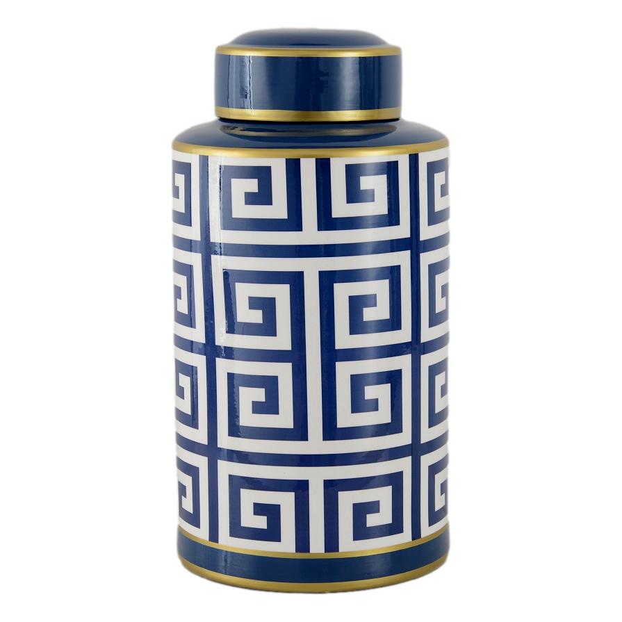 Blue & White Greek Large Jar - LUXONAS