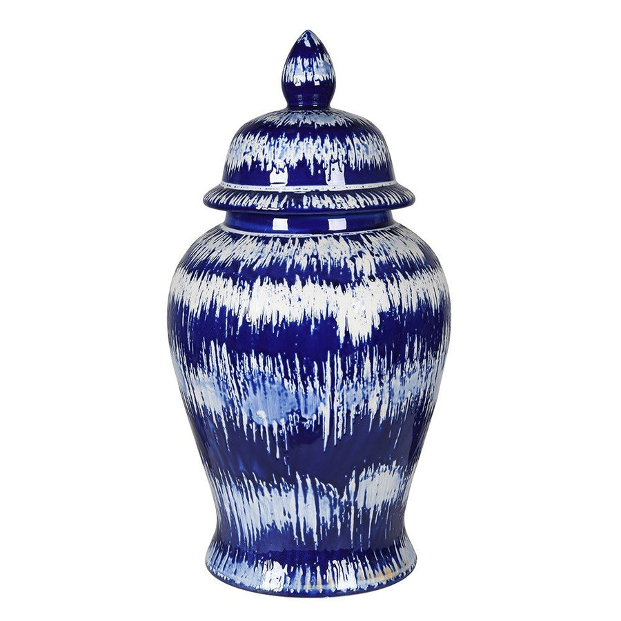 Handmade Blue & White Ikat Ginger Jar