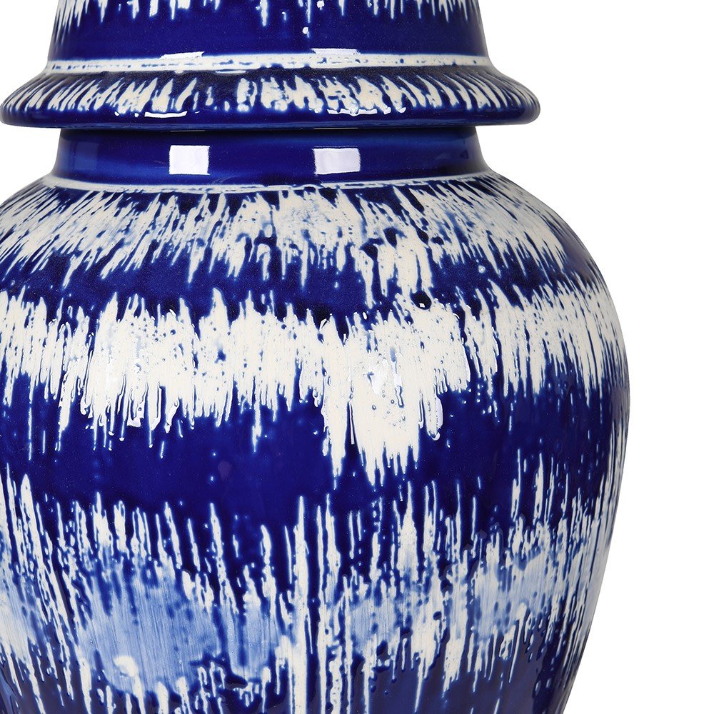 Blue & White Ikat Ginger Jar - LUXONAS