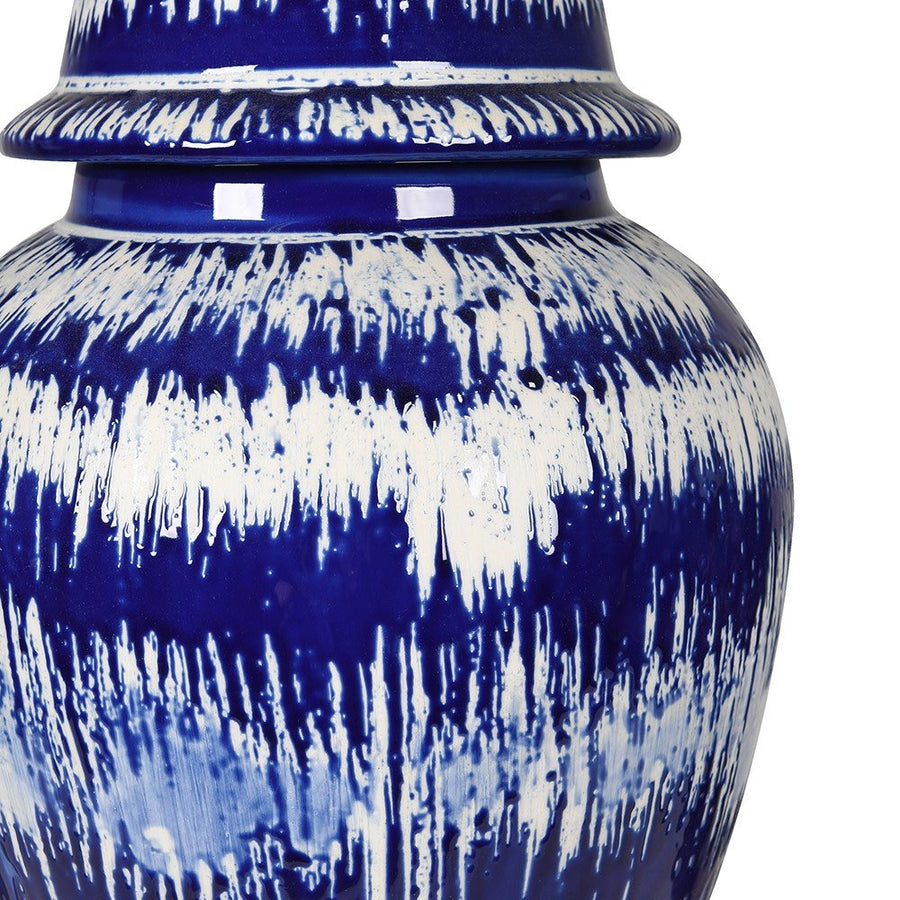 Handmade Blue & White Ikat Ginger Jar