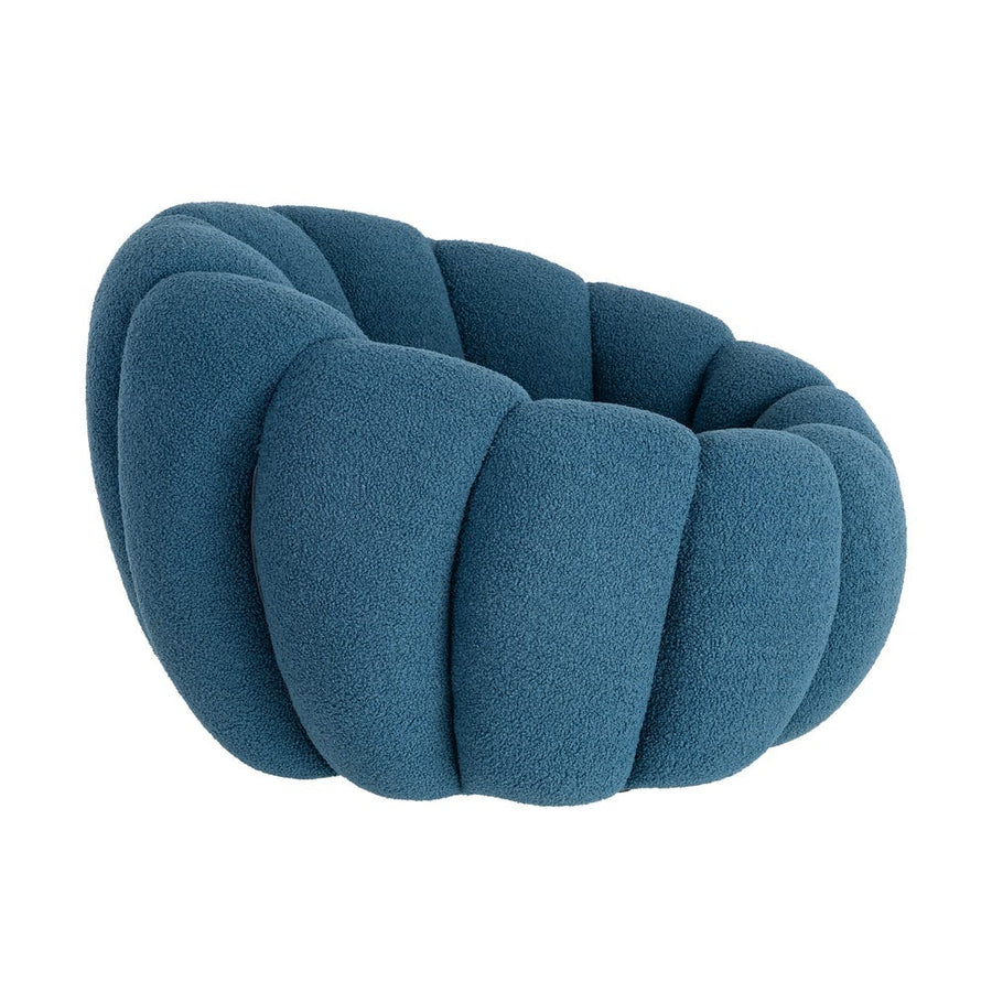 Blue Woven Armchair with Wooden Frame