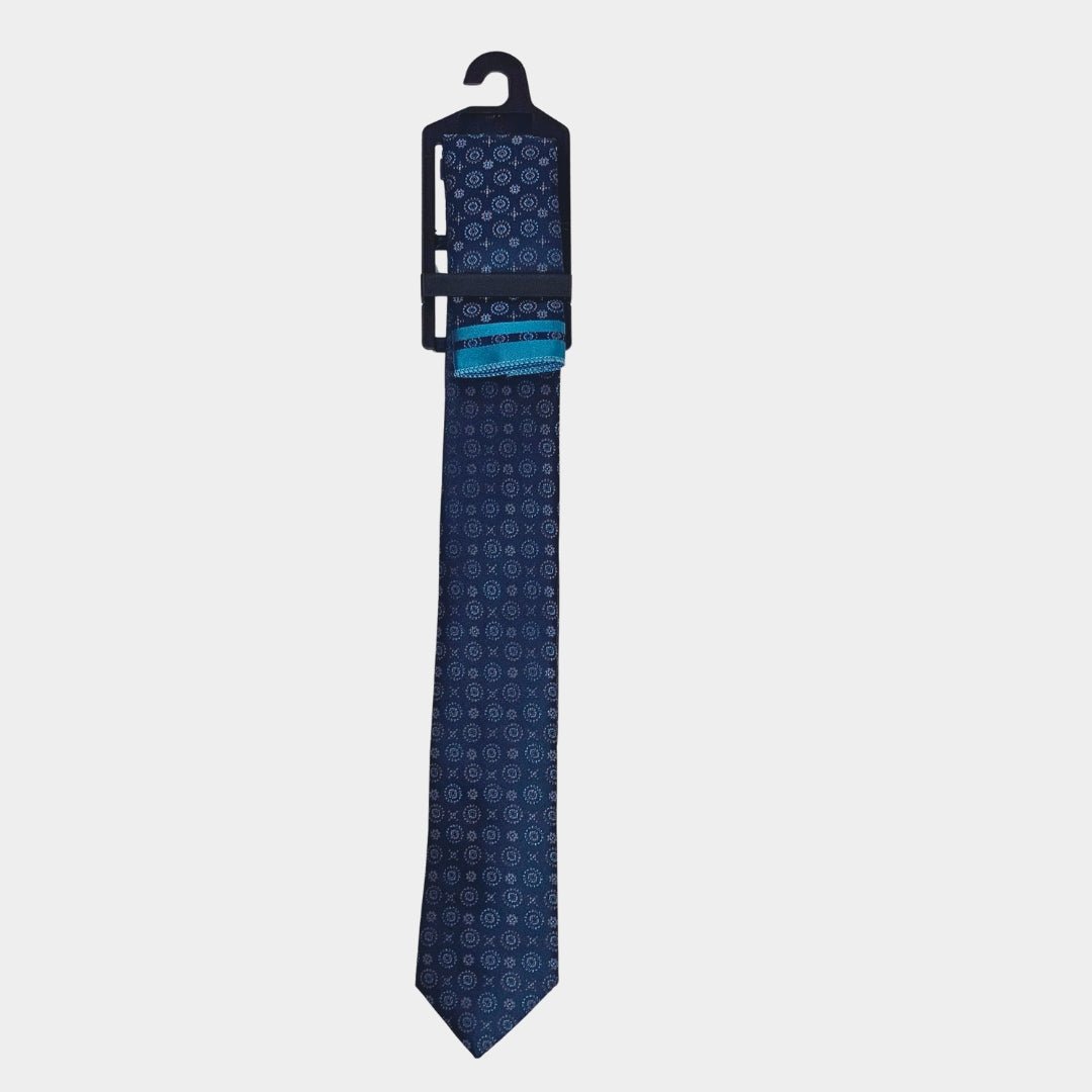 Blue/White Design Tie and Pocket Square Set – LUXONAS HOME
