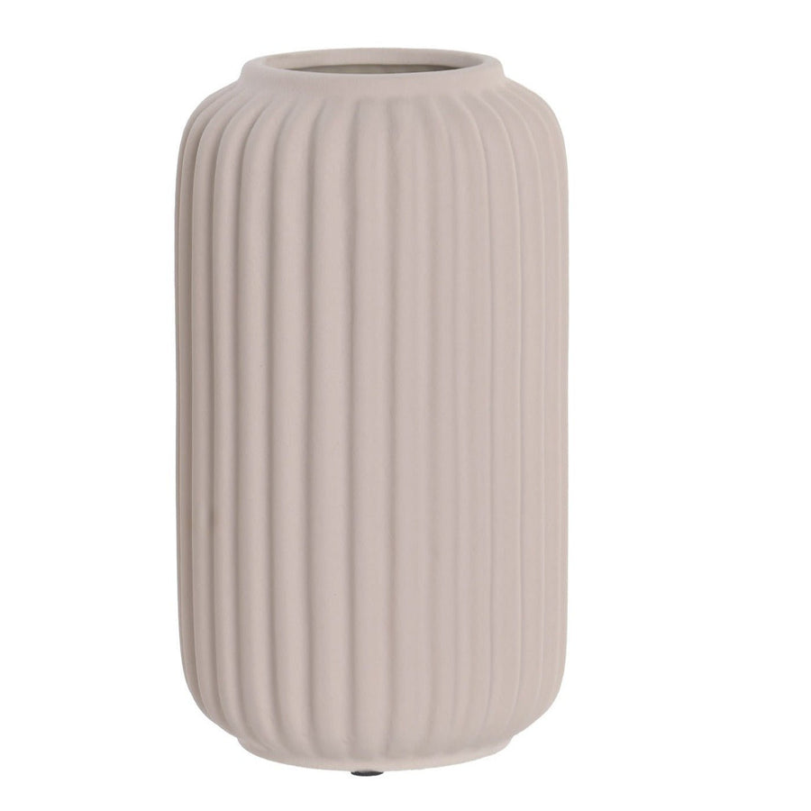 Blush Ribbed Ceramic Bottle Vase