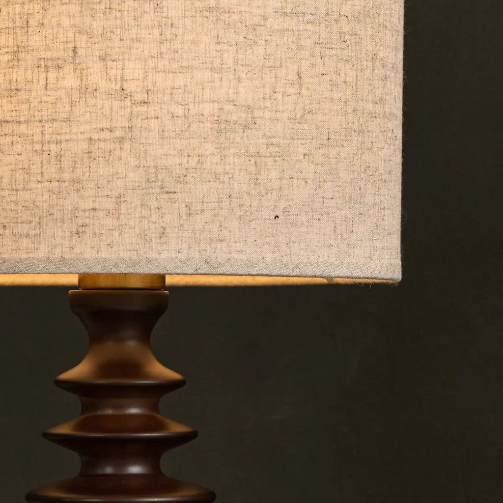 Bodhi Dark Brown Wooden Lamp with Beige Lampshade – Elegant Lighting for Any Room - LUXONAS HOME