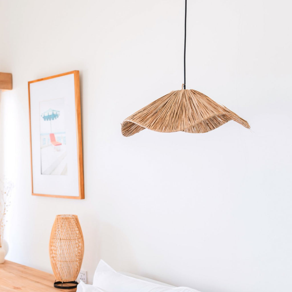 Boho Lampshade – Large Raffia Ceiling Light – Natural Pendant Light – Handmade Ceiling Lamp Made of Raffia TAMPAH (Ø 53 cm) - LUXONAS HOME