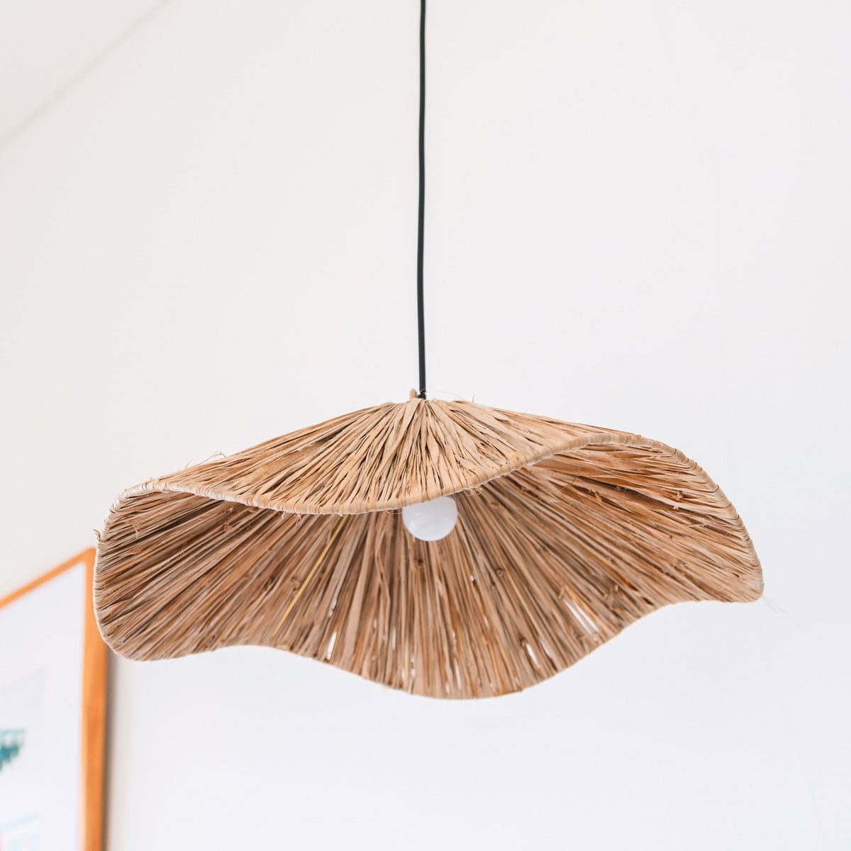 Boho Lampshade – Large Raffia Ceiling Light – Natural Pendant Light – Handmade Ceiling Lamp Made of Raffia TAMPAH (Ø 53 cm) - LUXONAS HOME