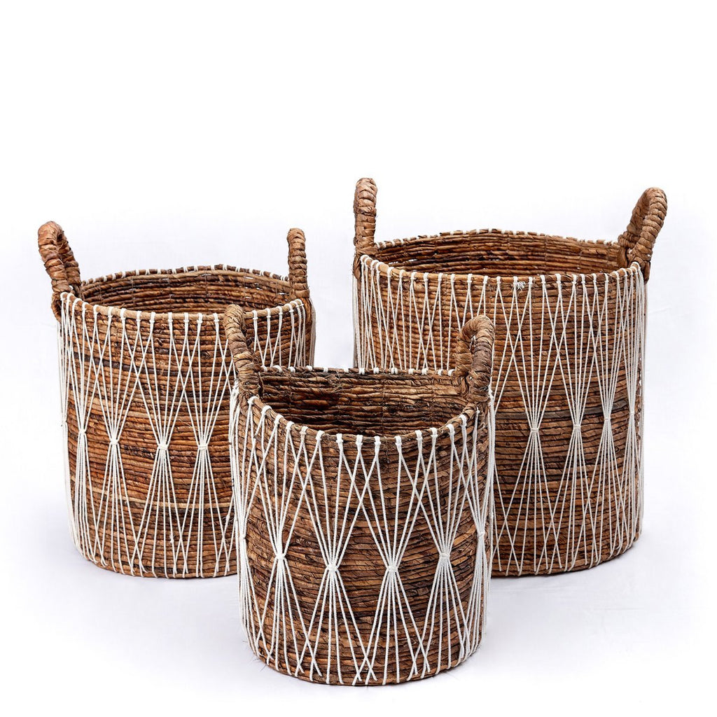 Boho Laundry Basket | Plant Basket | Storage Basket MANDURO Made of Banana Fiber (3 Sizes) - LUXONAS HOME