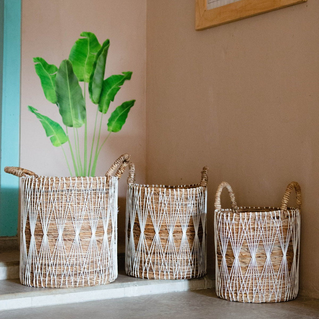 Boho Laundry Basket | Plant Basket | Storage Basket MANDURO Made of Banana Fiber (3 Sizes) - LUXONAS HOME