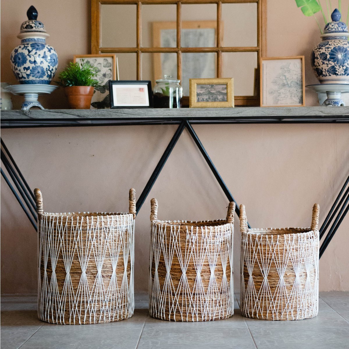 Boho Laundry Basket | Plant Basket | Storage Basket MANDURO Made of Banana Fiber (3 Sizes) - LUXONAS HOME