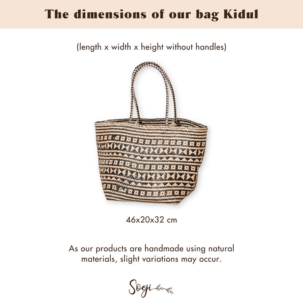 Boho Tote Bag – Seagrass Summer Bag – Shoulder Beach Bag – Woven Natural Bag – Large Boho Shopping Bag KIDUL (black) - LUXONAS HOME