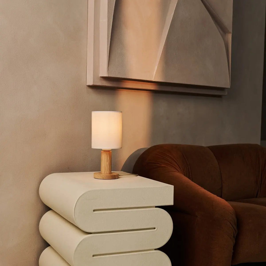 Boris Light Brown Lamp | Corded & Fabric Shade Lamp - LUXONAS HOME