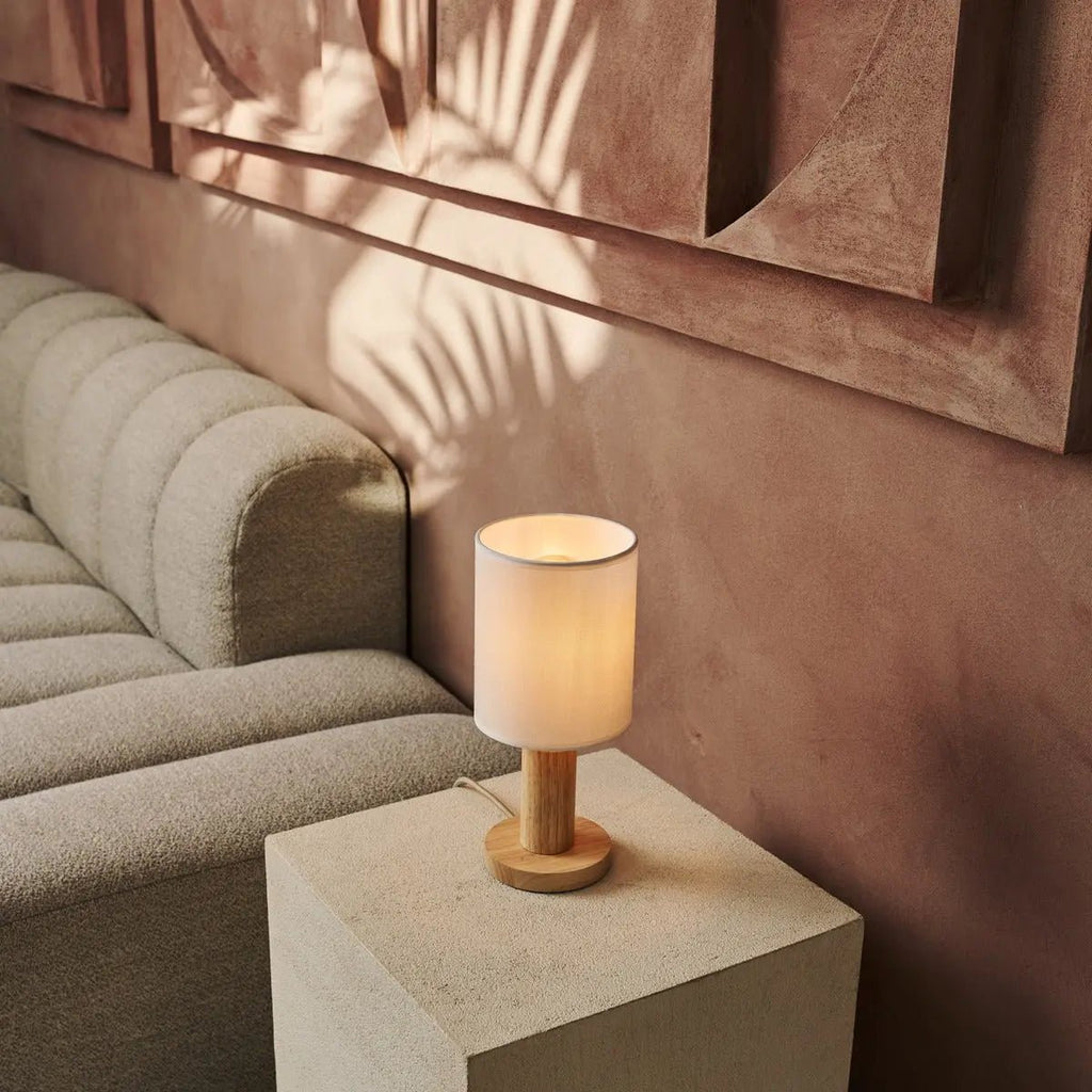Boris Light Brown Lamp | Corded & Fabric Shade Lamp - LUXONAS HOME