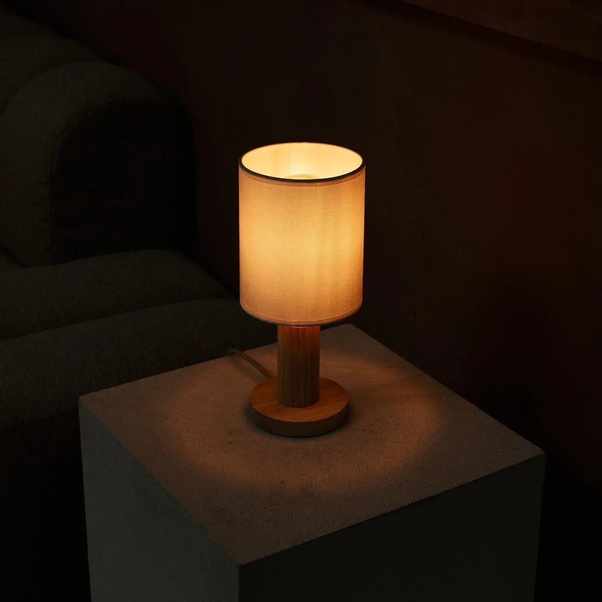 Boris Light Brown Lamp | Corded & Fabric Shade Lamp - LUXONAS HOME