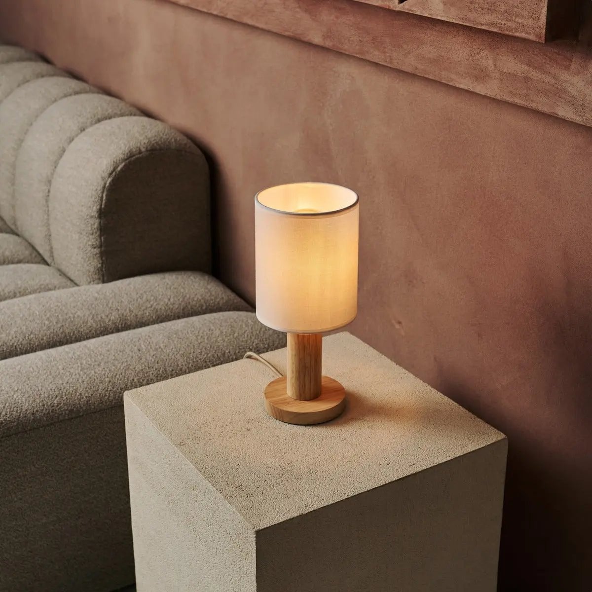 Boris Light Brown Lamp | Corded & Fabric Shade Lamp - LUXONAS HOME