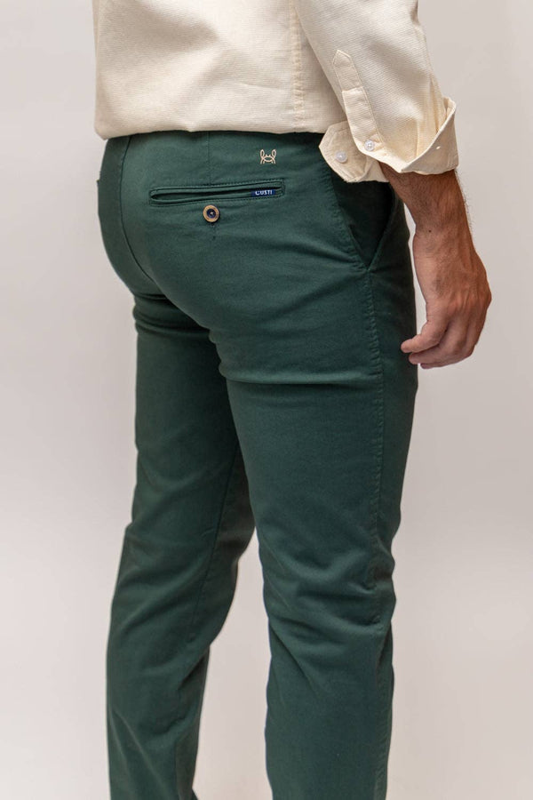 Bottle Green Stretch Chino Pants | Jesulín