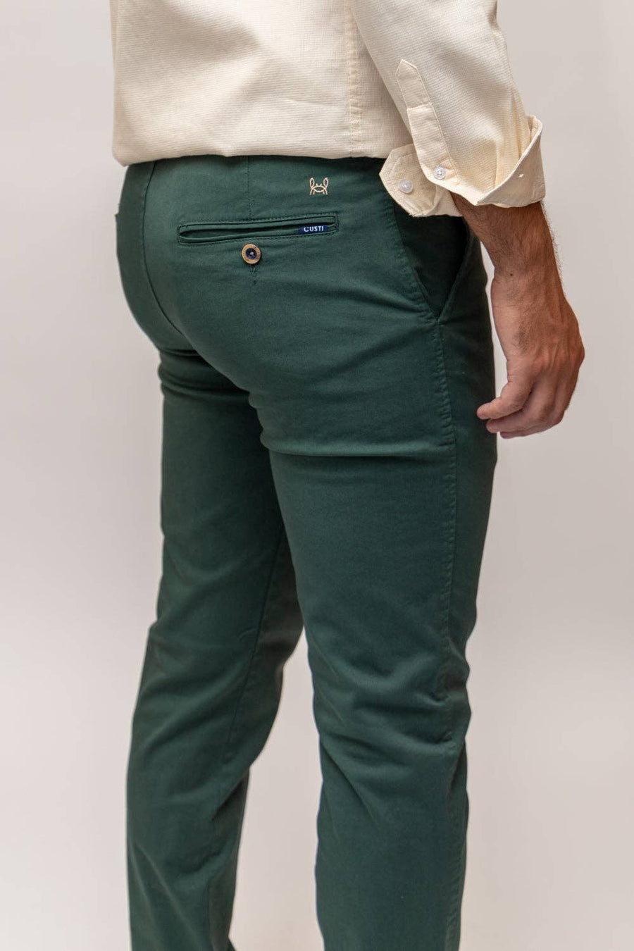 Bottle Green Stretch Chino Pants | Jesulín
