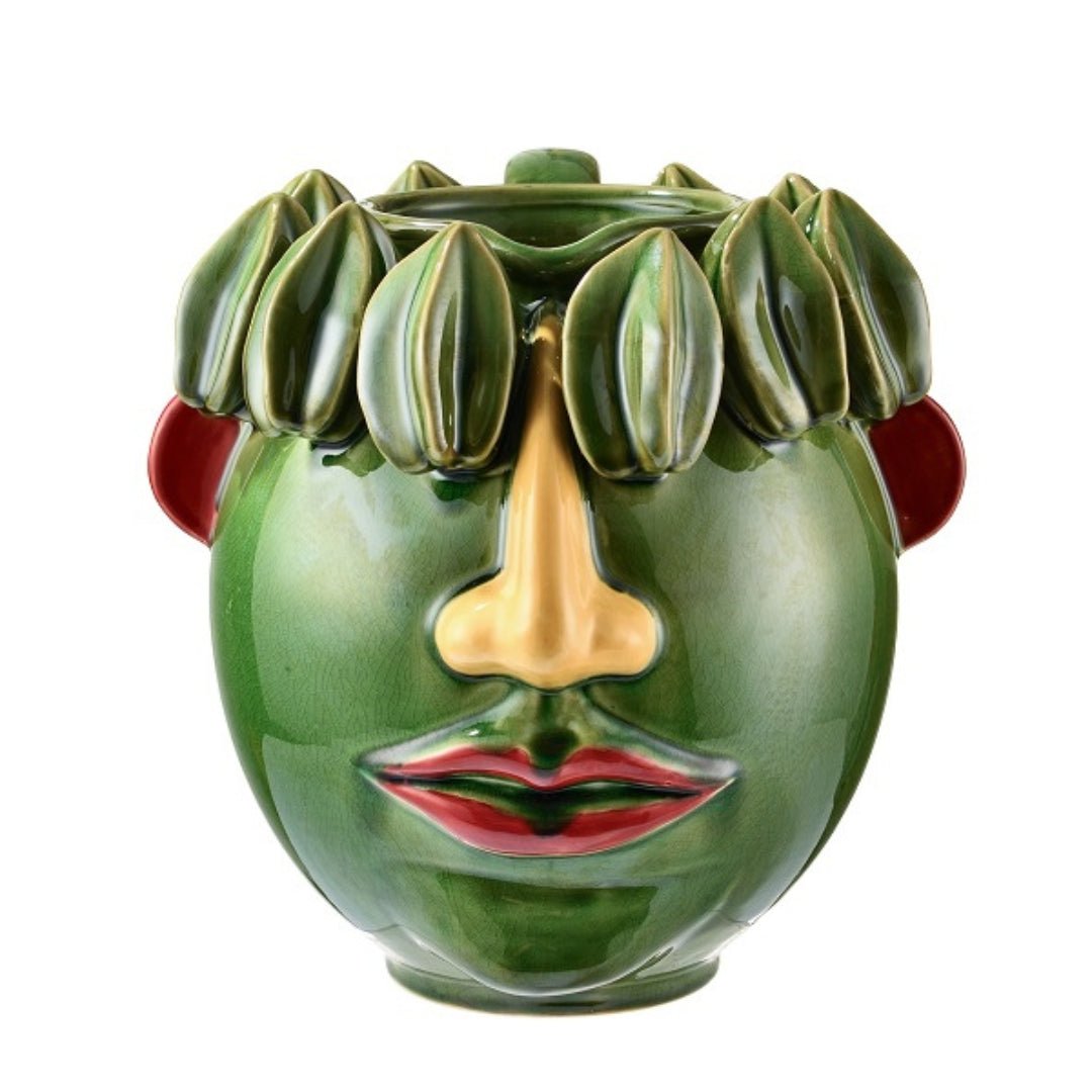 Brazil Face Green Ceramic Vase - LUXONAS
