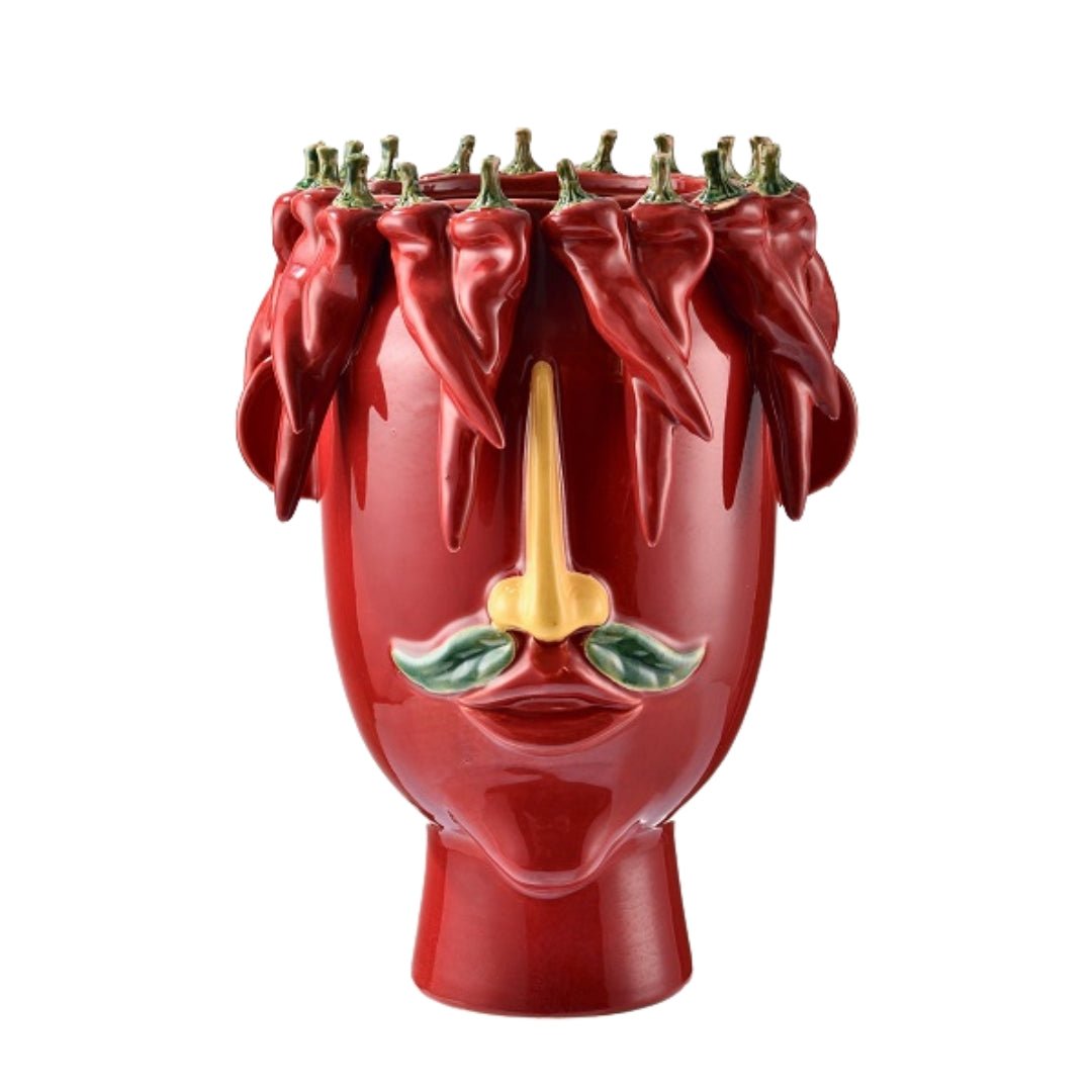 Brazil Face Red Ceramic Vase - LUXONAS