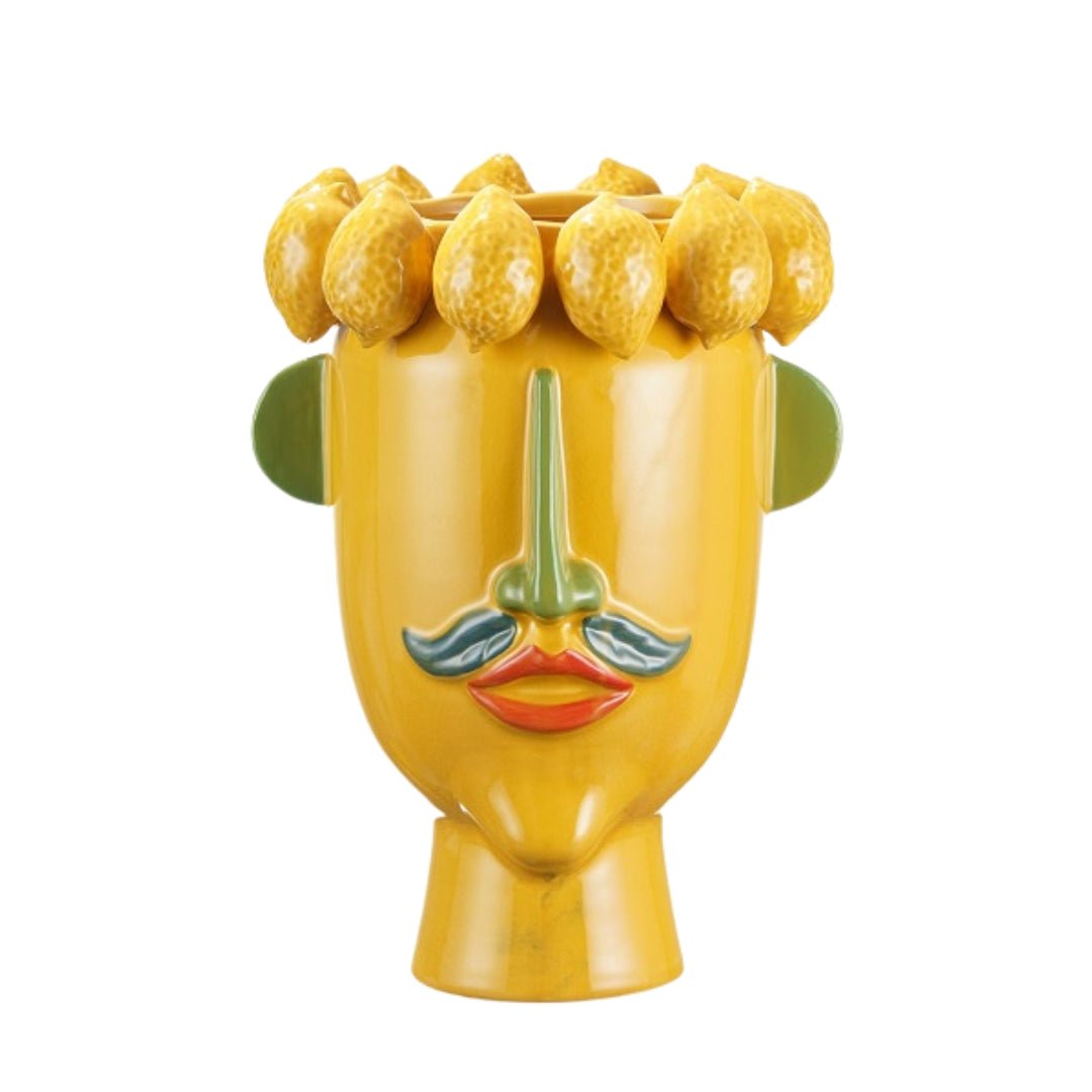 Brazil Face Yellow Ceramic Vase - LUXONAS