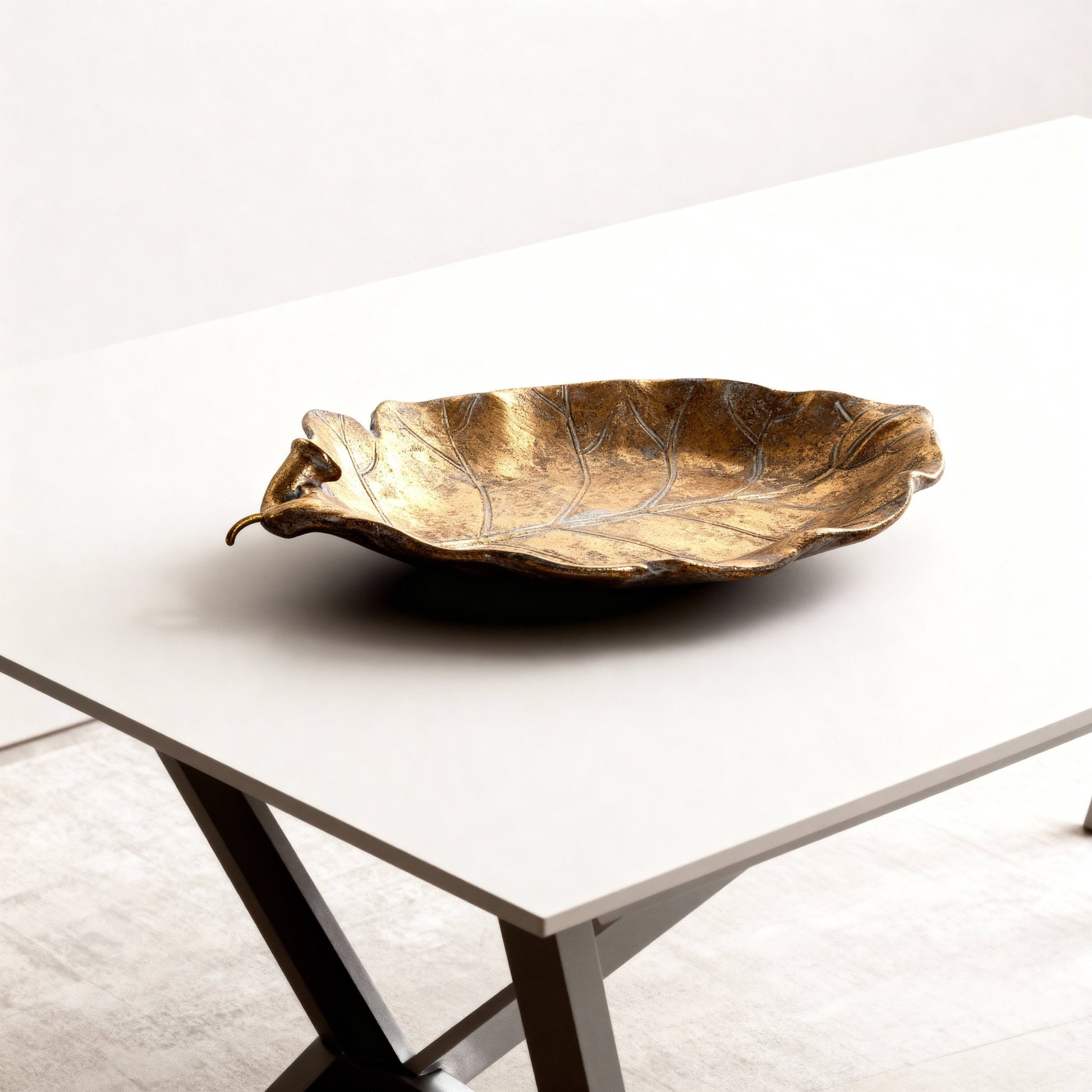Bronze Aged Resin Leaf Bowl - LUXONAS