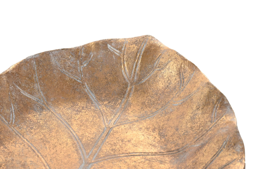 Bronze Aged Resin Leaf Bowl - LUXONAS
