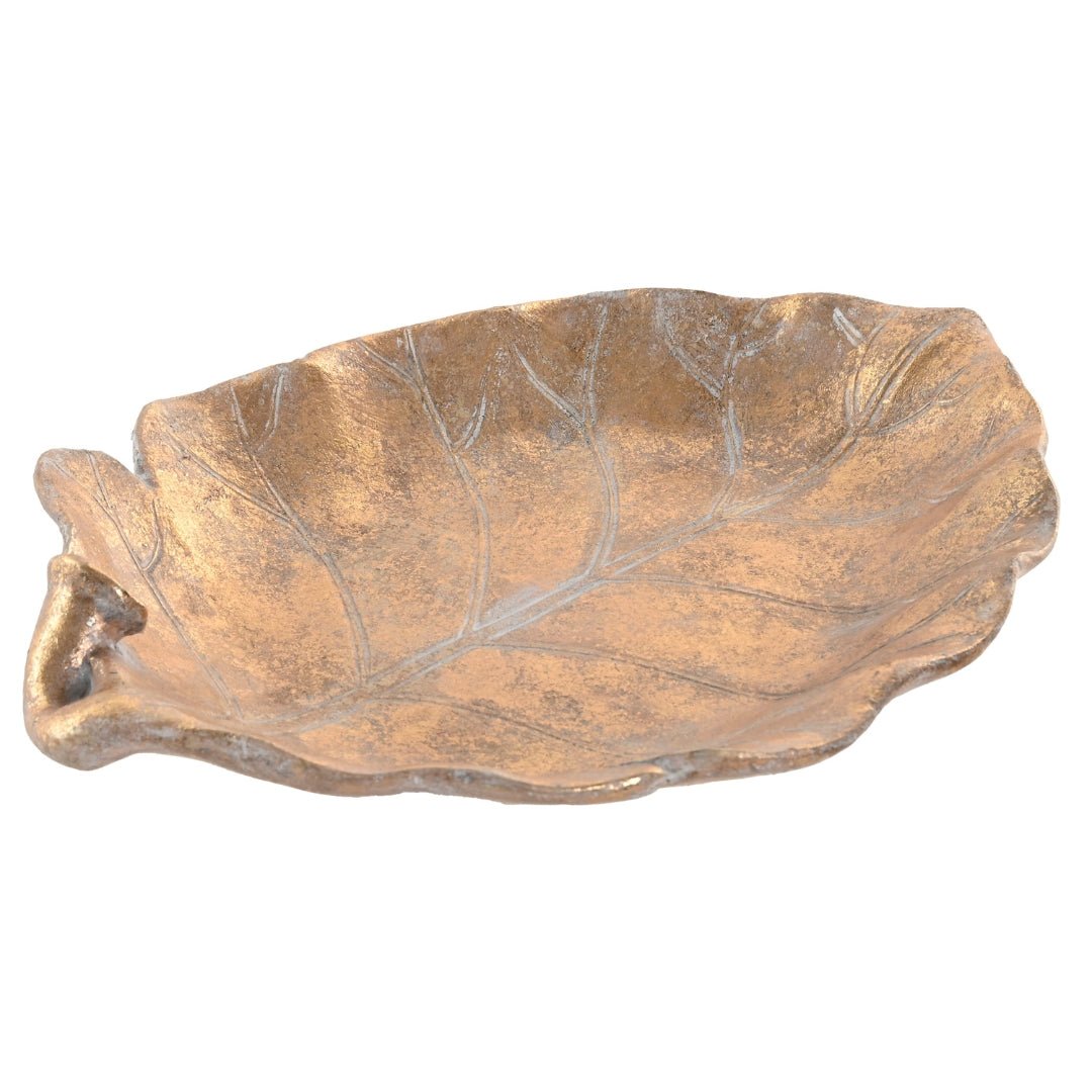 Bronze Aged Resin Leaf Bowl - LUXONAS