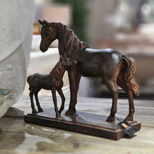 Bronze Effect Mare and Foal - LUXONAS HOME