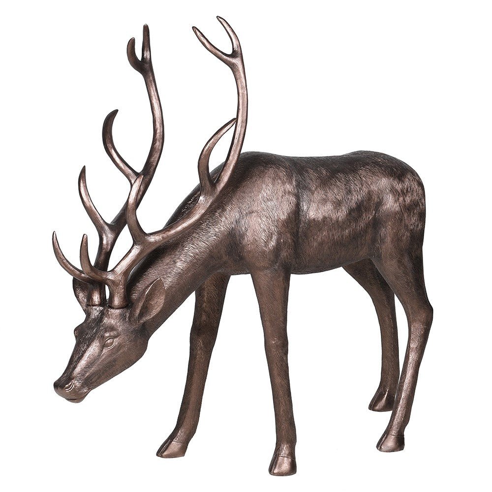 Bronze Grazing Deer Sculpture