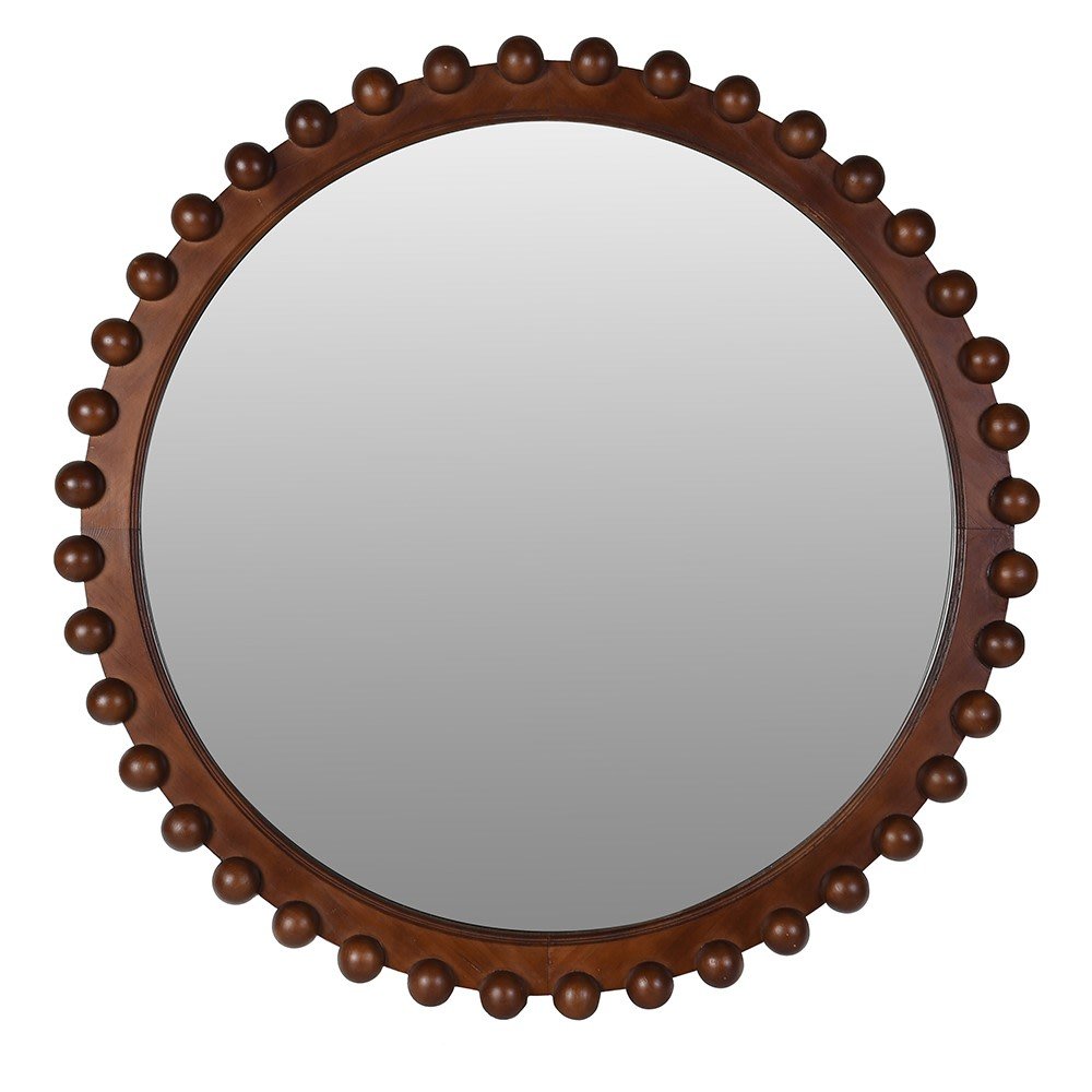 Brown Ball Round Wall Mirror - Elegant Home Decor