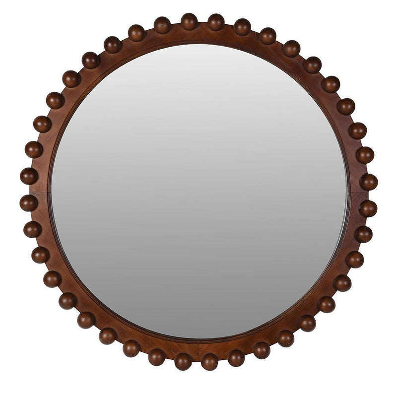 Brown Ball Round Wall Mirror - Elegant Home Decor