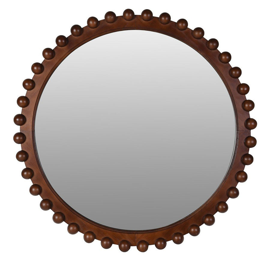 Brown Ball Round Wall Mirror - Elegant Home Decor