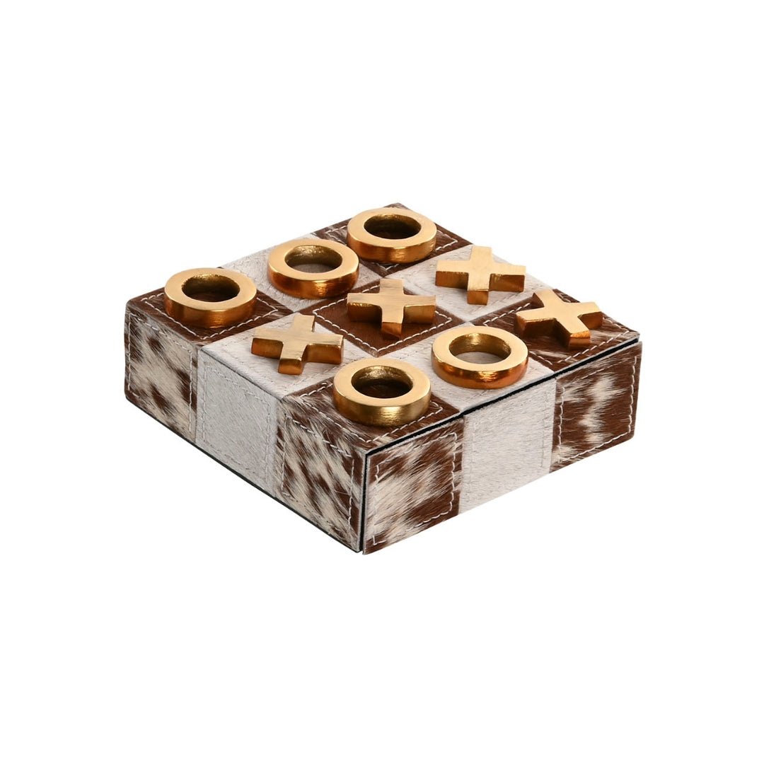 Brown Cowhide OXO Game - LUXONAS