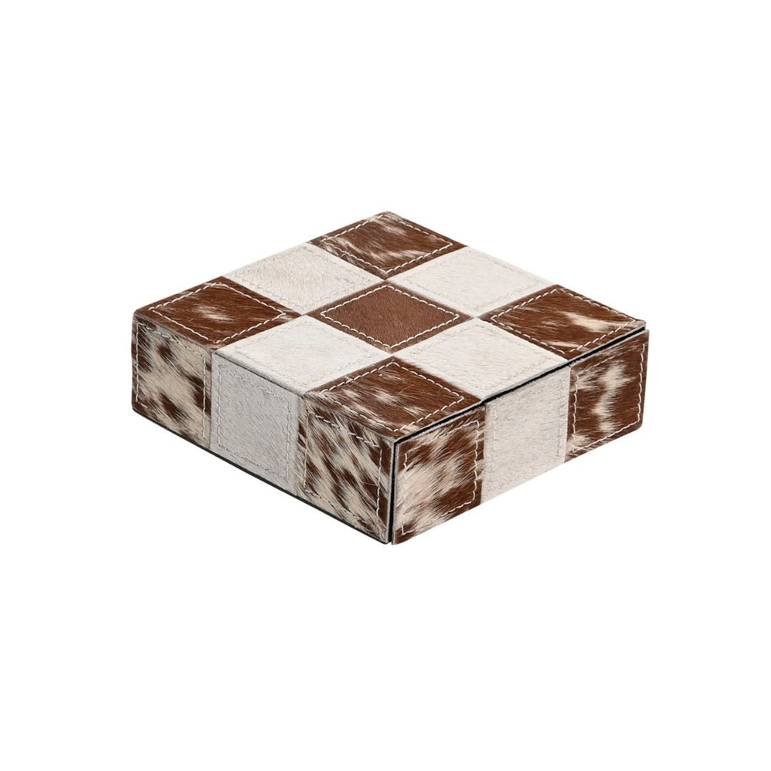 Brown Cowhide OXO Game - LUXONAS