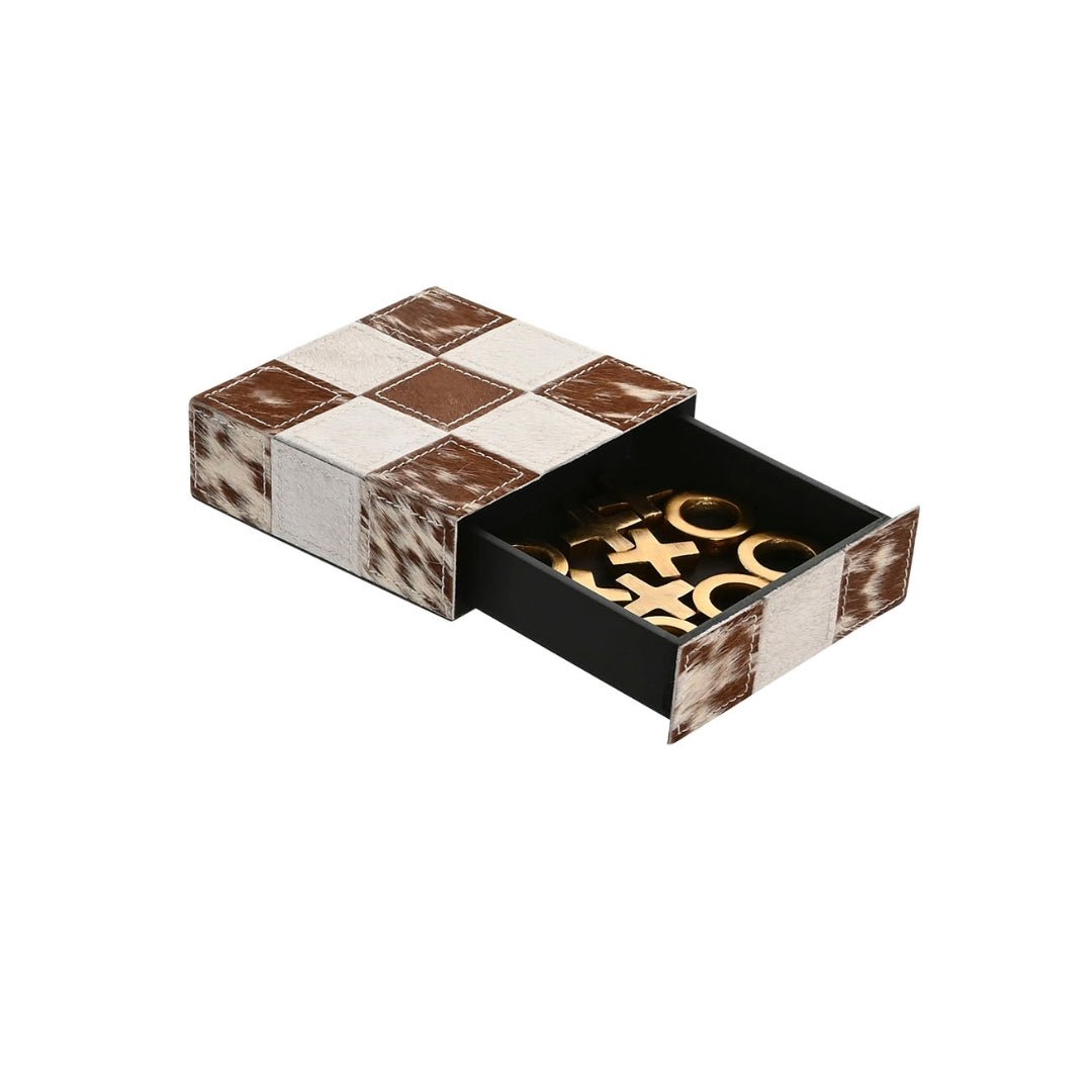 Brown Cowhide OXO Game - LUXONAS